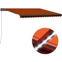 vidaXL Manual Retractable Awning With Led 450X300cm Orange And Brown, Orange