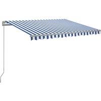 vidaXL Manual Retractable Awning With Led 300X250cm Blue And White, Blue