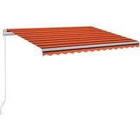 vidaXL Manual Retractable Awning With Led 300X250cm Orange And Brown, Orange