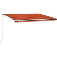 vidaXL Manual Retractable Awning with LED 400x300 cm Orange and Brown, Orange