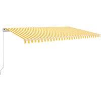 vidaXL Manual Retractable Awning 500X300cm Yellow And White, Yellow