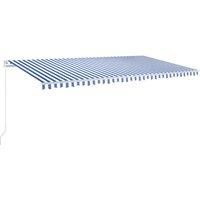 vidaXL Manual Retractable Awning with LED 600x350 cm Blue and White, Blue