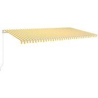 vidaXL Manual Retractable Awning with LED 600x350 cm Yellow and White, Yellow