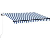 vidaXL Manual Retractable Awning With Led 350X250cm Blue And White, Blue