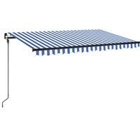 vidaXL Manual Retractable Awning with LED 400x300 cm Blue and White, Blue