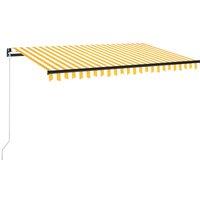 vidaXL Manual Retractable Awning With Led 450X300cm Yellow And White, Yellow