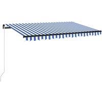 vidaXL Manual Retractable Awning 400x350 cm Blue and White, Blue