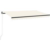 vidaXL Manual Retractable Awning with LED 400x350 cm Cream, Cream