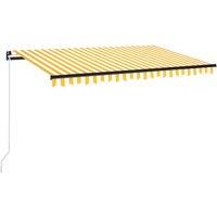 vidaXL Manual Retractable Awning with LED 400x350 cm Yellow and White, Yellow