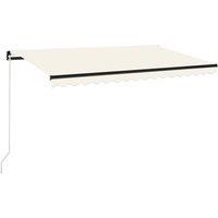 vidaXL Manual Retractable Awning with LED 450x350 cm Cream, Cream