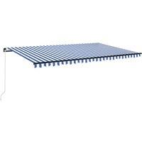 vidaXL Manual Retractable Awning 500x350 cm Blue and White, Blue