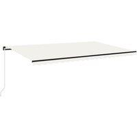 vidaXL Manual Retractable Awning with LED 500x350 cm Cream, Cream