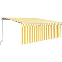 vidaXL Manual Retractable Awning With Blind 4X3M Yellow & White, Yellow