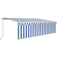 vidaXL Manual Retractable Awning With Blind 5X3M Blue & White, Blue