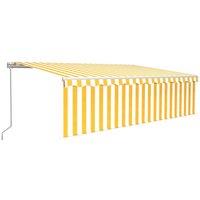 vidaXL Manual Retractable Awning With Blind 5X3M Yellow & White, Yellow