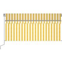 vidaXL Manual Retractable Awning With Blind&led 3X2.5M Yellow & White, Yellow
