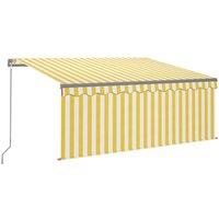 vidaXL Manual Retractable Awning With Blind 3.5X2.5M Yellow & White, Yellow