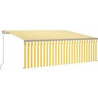 vidaXL Manual Retractable Awning With Blind 4X3M Yellow & White, Yellow