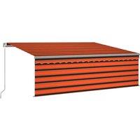 vidaXL Manual Retractable Awning with Blind&LED 4x3m Orange&Brown, Orange