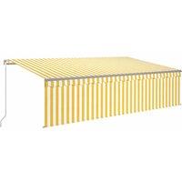 vidaXL Manual Retractable Awning with Blind 5x3m Yellow&White, Yellow