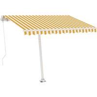 vidaXL Manual Retractable Awning With Led 300X250cm Yellow And White, Yellow