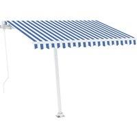 vidaXL Freestanding Manual Retractable Awning 350x250 cm Blue/White, Blue