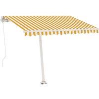 vidaXL Freestanding Manual Retractable Awning 350X250cm Yellow/White, Yellow