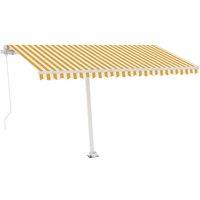 vidaXL Freestanding Manual Retractable Awning 400X300cm Yellow/White, Yellow