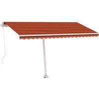 vidaXL Manual Retractable Awning with LED 400x300 cm Orange and Brown, Orange