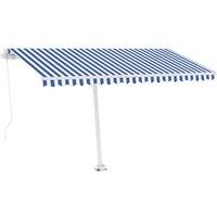 vidaXL Freestanding Manual Retractable Awning 450x300 cm Blue/White, Blue