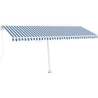 vidaXL Freestanding Manual Retractable Awning 500x300 cm Blue/White, Blue