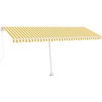vidaXL Freestanding Manual Retractable Awning 500X300cm Yellow/White, Yellow