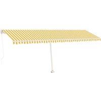 vidaXL Freestanding Manual Retractable Awning 600x300 cm Yellow/White, Yellow