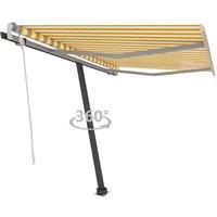 vidaXL Freestanding Manual Retractable Awning 350X250cm Yellow/White, Yellow