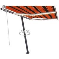 vidaXL Manual Retractable Awning With Led 350X250cm Orange And Brown, Orange