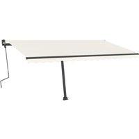 vidaXL Freestanding Manual Retractable Awning 400X300cm Cream, Cream