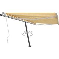 vidaXL Freestanding Manual Retractable Awning 400X300cm Yellow/White, Yellow