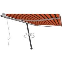 vidaXL Freestanding Manual Retractable Awning 400x300 cm Orange/Brown, Orange