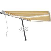 vidaXL Manual Retractable Awning With Led 450X300cm Yellow And White, Yellow