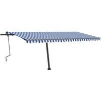 vidaXL Freestanding Manual Retractable Awning 500x300 cm Blue/White, Blue