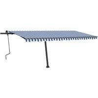 vidaXL Manual Retractable Awning with LED 500x300 cm Blue and White, Blue
