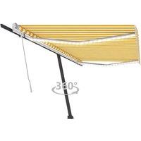 vidaXL Manual Retractable Awning with LED 500x300 cm Yellow and White, Yellow