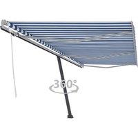 vidaXL Freestanding Manual Retractable Awning 600x300 cm Blue/White, Blue