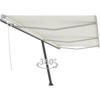 vidaXL Freestanding Manual Retractable Awning 600X300cm Cream, Cream
