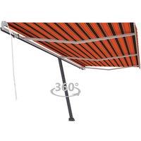 vidaXL Freestanding Manual Retractable Awning 600x300 cm Orange/Brown, Orange