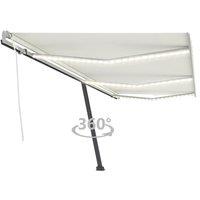vidaXL Manual Retractable Awning With Led 600X300cm Cream, Cream