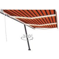 vidaXL Manual Retractable Awning with LED 600x300 cm Orange and Brown, Orange