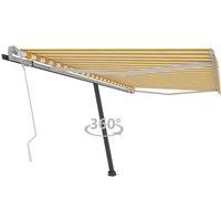 vidaXL Freestanding Manual Retractable Awning 400x350 cm Yellow/White, Yellow
