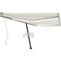 vidaXL Manual Retractable Awning with LED 400x350 cm Cream, Cream