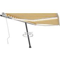 vidaXL Manual Retractable Awning with LED 400x350 cm Yellow and White, Yellow
